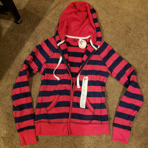New SO T&T Zip Hoodie, Red Black, Large